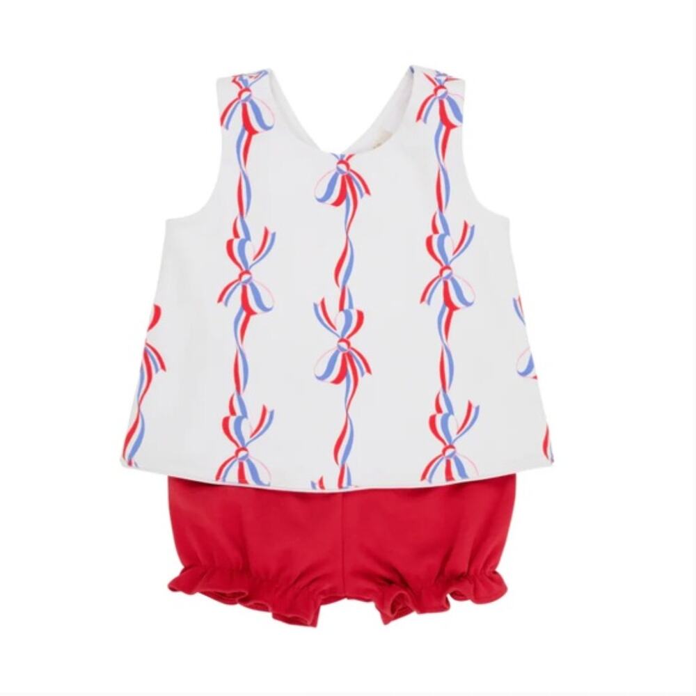 TBBC The Beaufort Bonnet Bettye Bloomer Set in America’s Birthday Bows Sz 3T